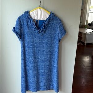 Sara Campbell Blue Sheath Mini Dress V-Neck Short Sleeve